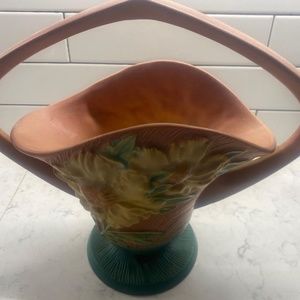 Roseville Pottery #379-12 Peony Basket
